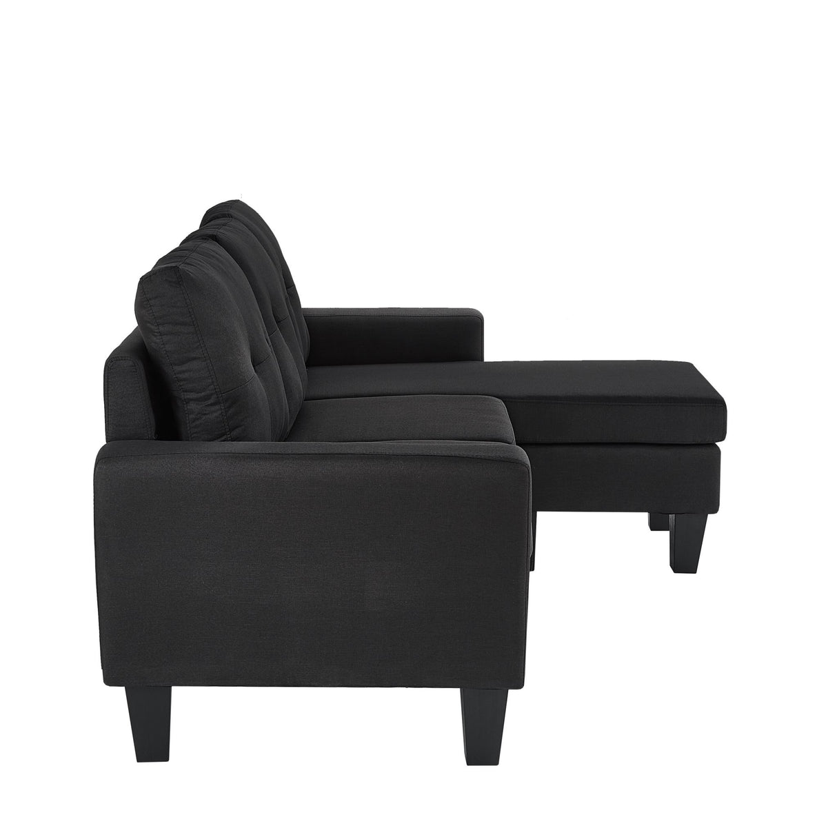 Koa Sectional L Shape Sofa Black with buttons