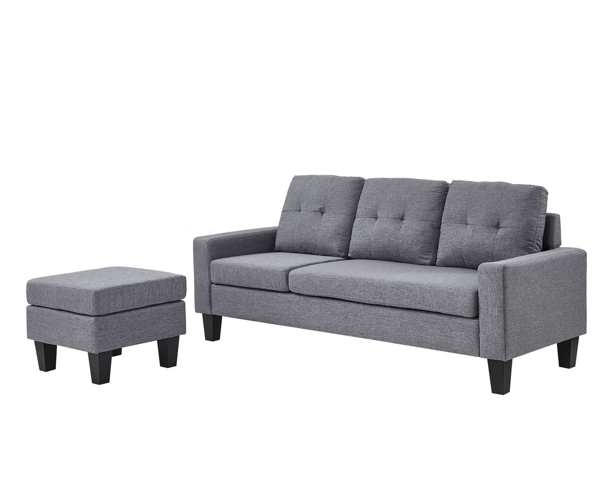 Koa Sectional L Shape Sofa Light Grey with buttons