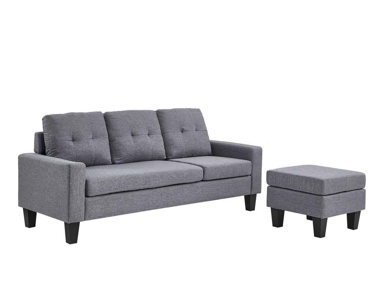Koa Sectional L Shape Sofa Light Grey with buttons