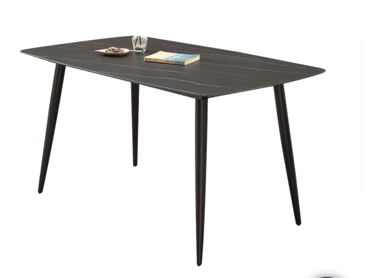 Wakefield Black Sintered Stone Top Dining Table with Metal Legs