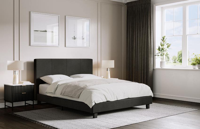 Vause Bed Frame Dark Grey Double