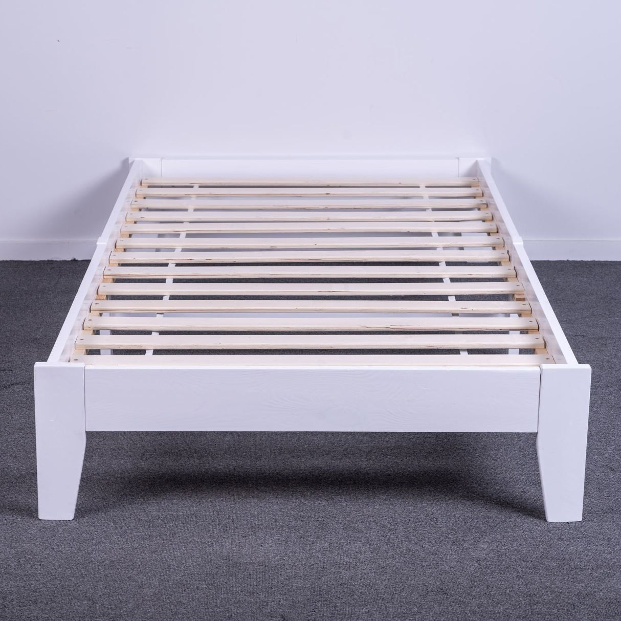Hartland Solid Wood Bed Base White Single