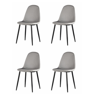 Morrin Light Grey Dining Chair with Black Legs Set of 4