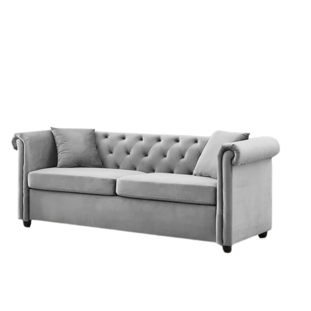 Brookfield Velvet 2+3 Seater Sofa Set Light Grey