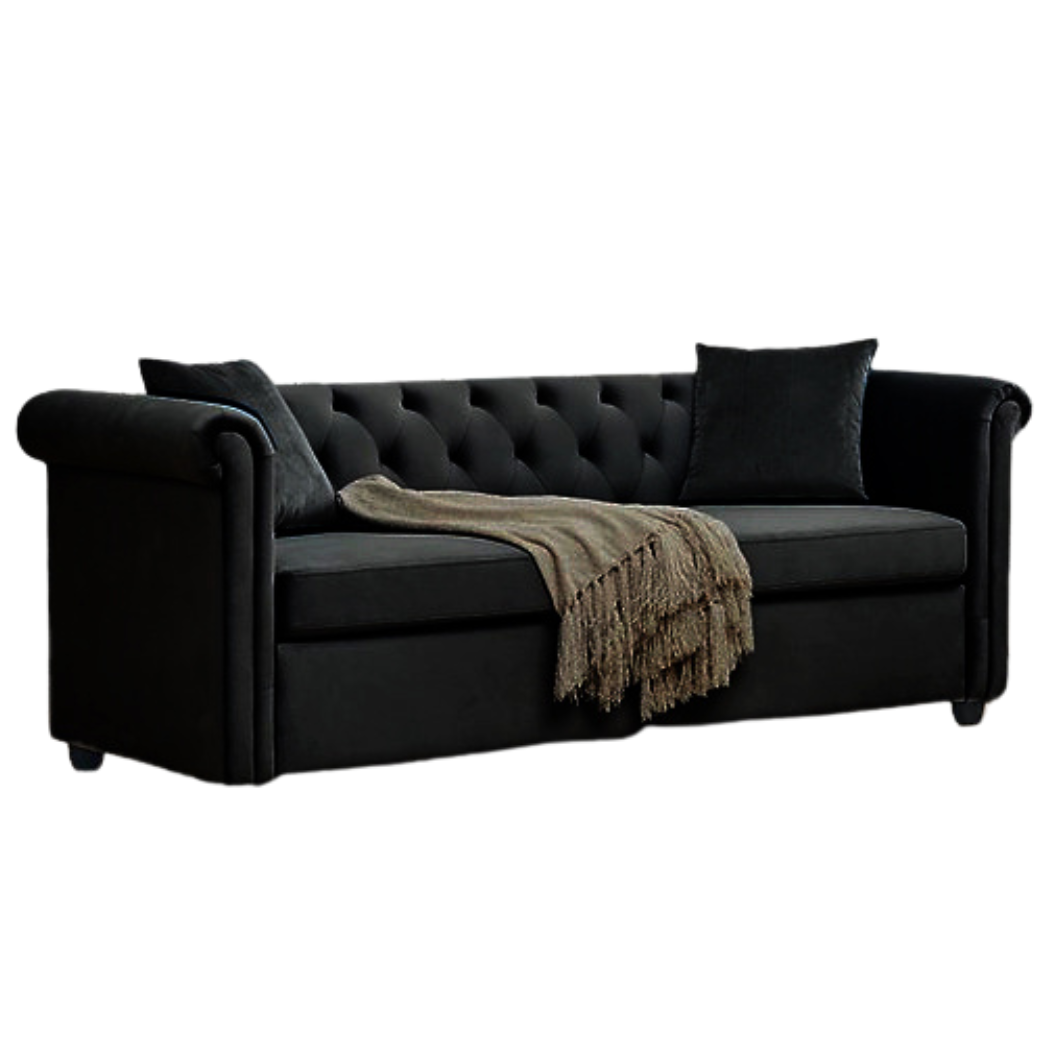 Brookfield Velvet 3 Seater Sofa Black