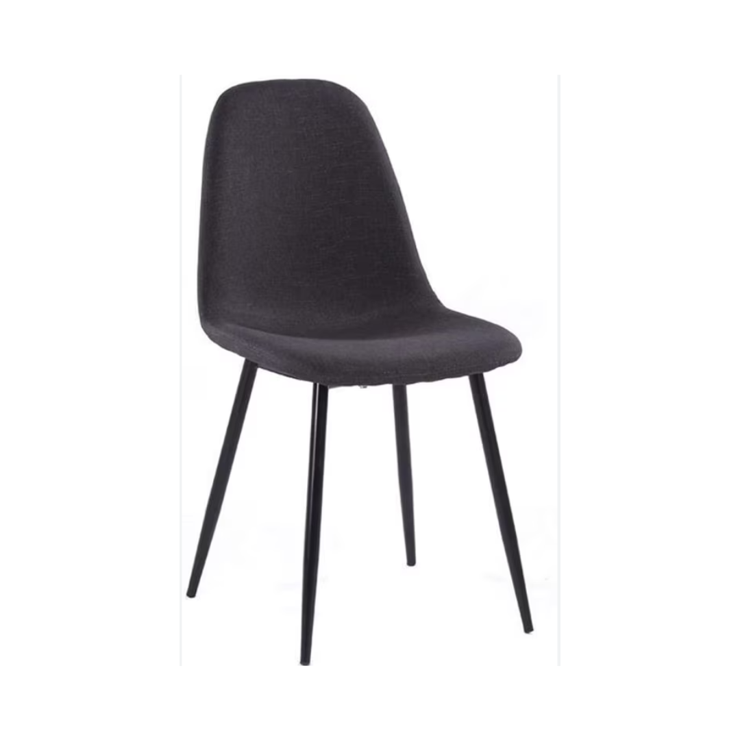 Morrin Dark Grey Fabric Dining Chair with Black Legs