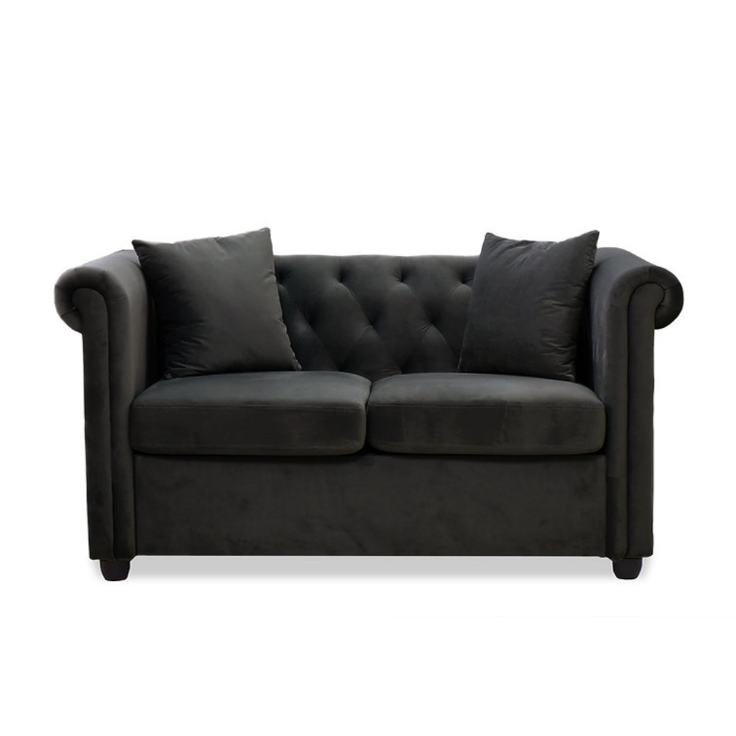 Brookfield Velvet 2 Seater Sofa Black