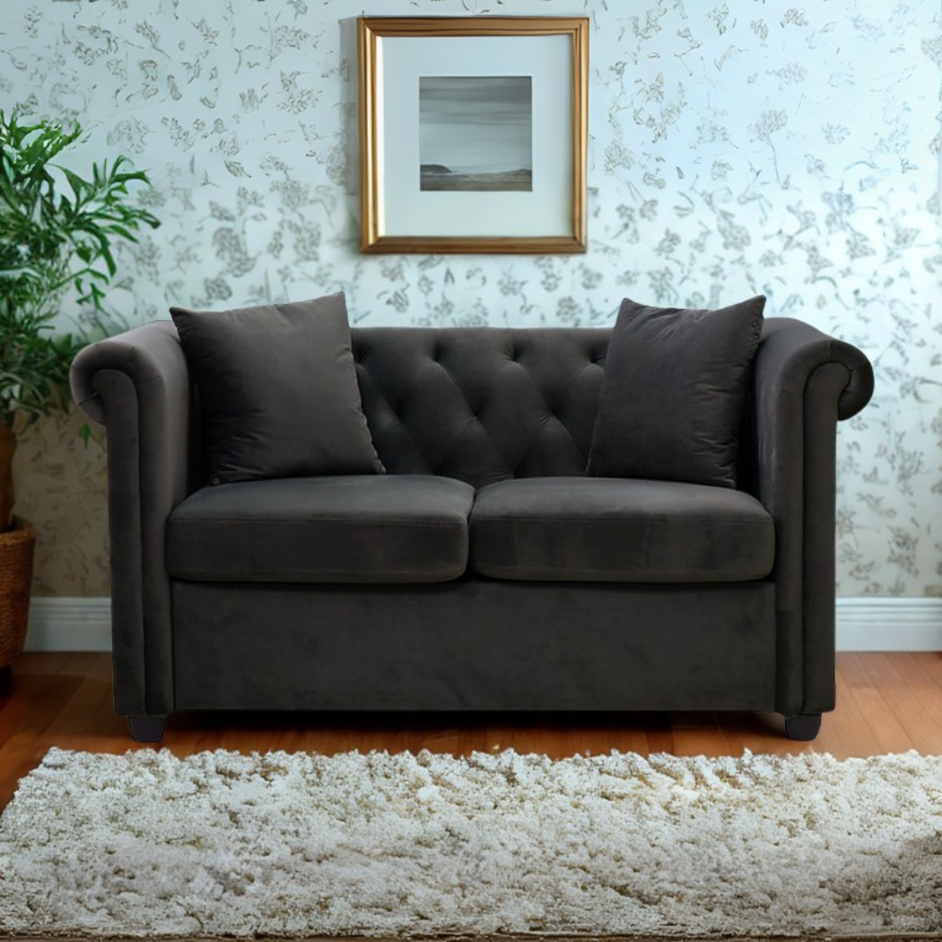Brookfield Velvet 2 Seater Sofa Black