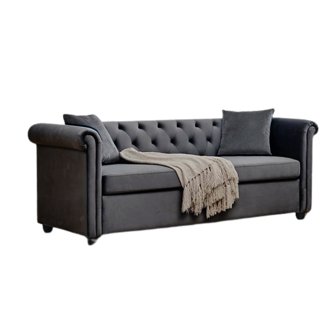 Brookfield Velvet 3 Seater Sofa Dark Grey