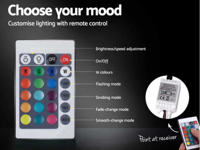 Torby Bed Frame with storage and LED Light Black Queen