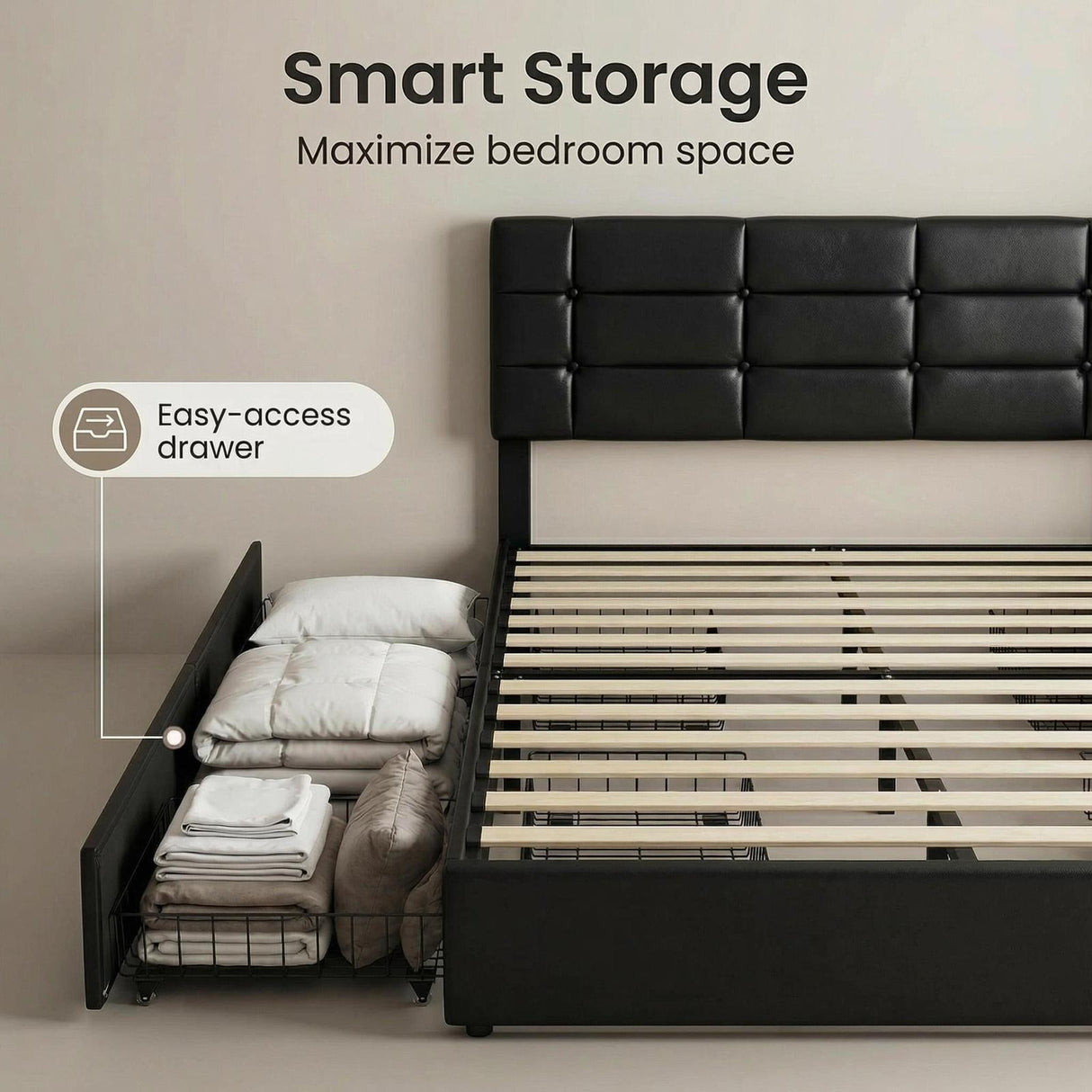 Harlow Bed Frame with Storage Drawers Full (Double)