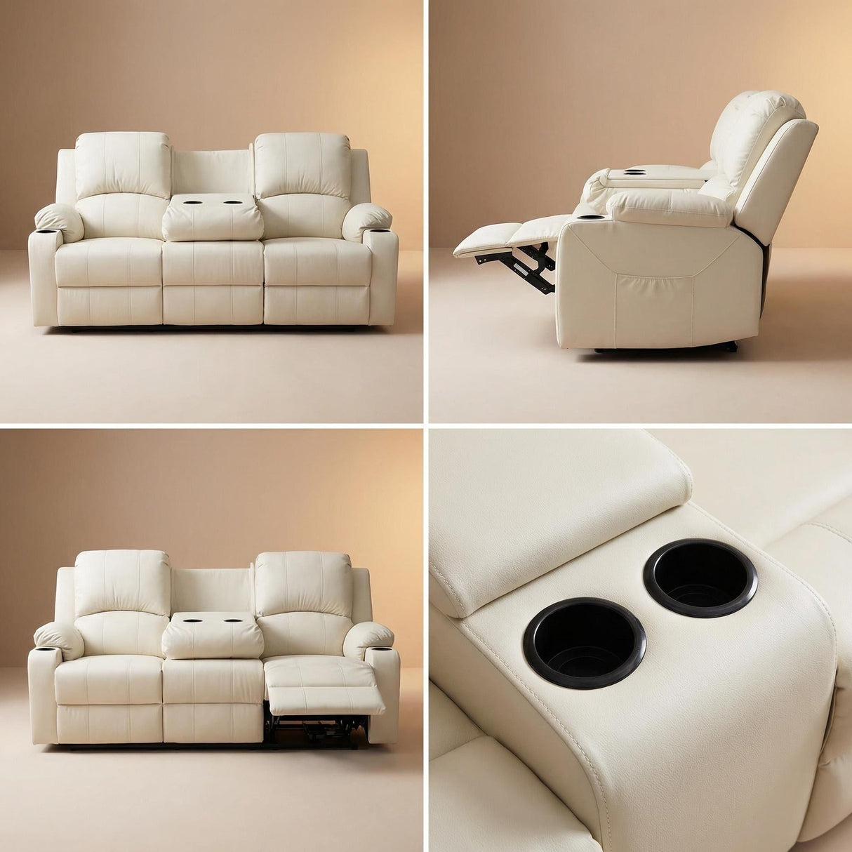 Cyril Recliner 3 seater PVC Beige