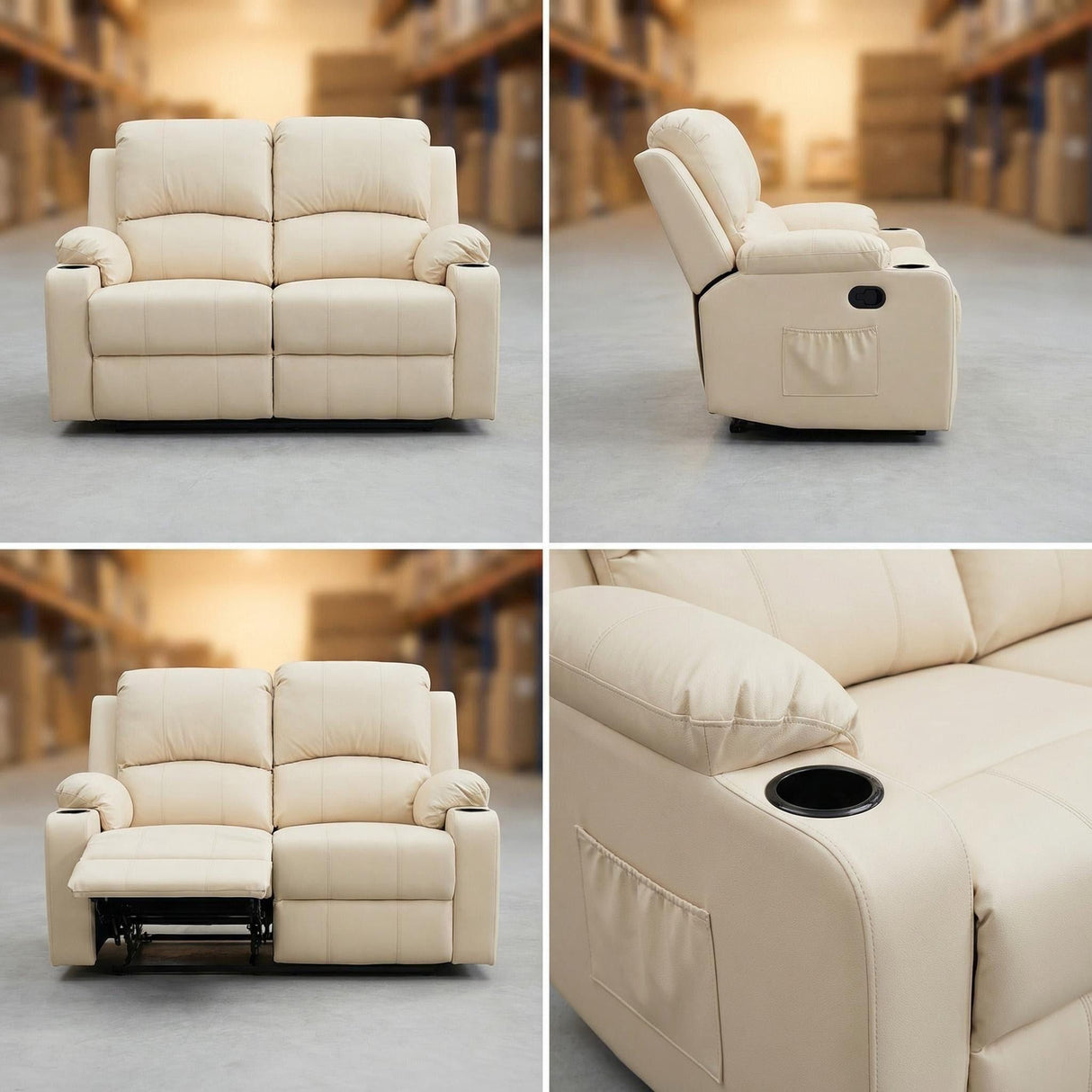 Cyril Recliner 2 seater PVC Beige