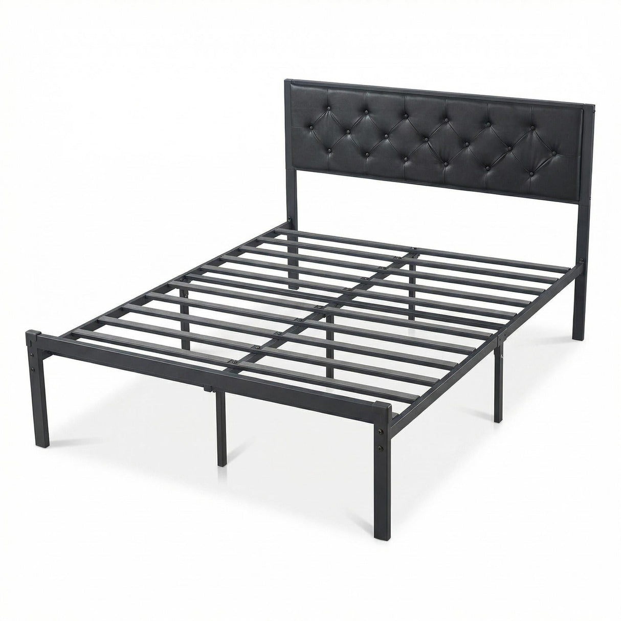 Upholstered Metal Platform Bed Queen