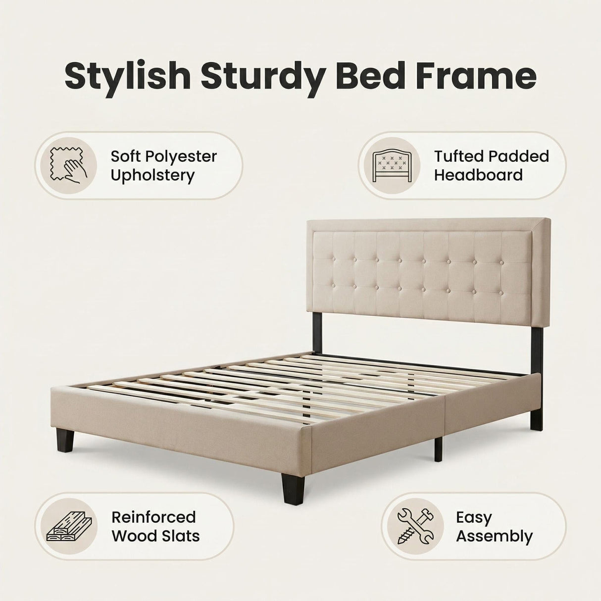 Evora Bedframe Beige Full (Double)