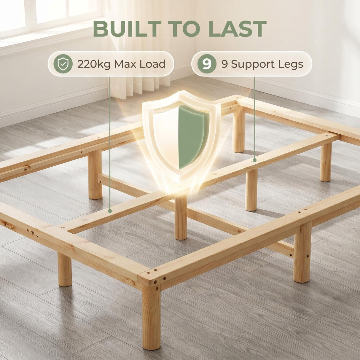 Aura Solid Pine Wood Bed Frame Double