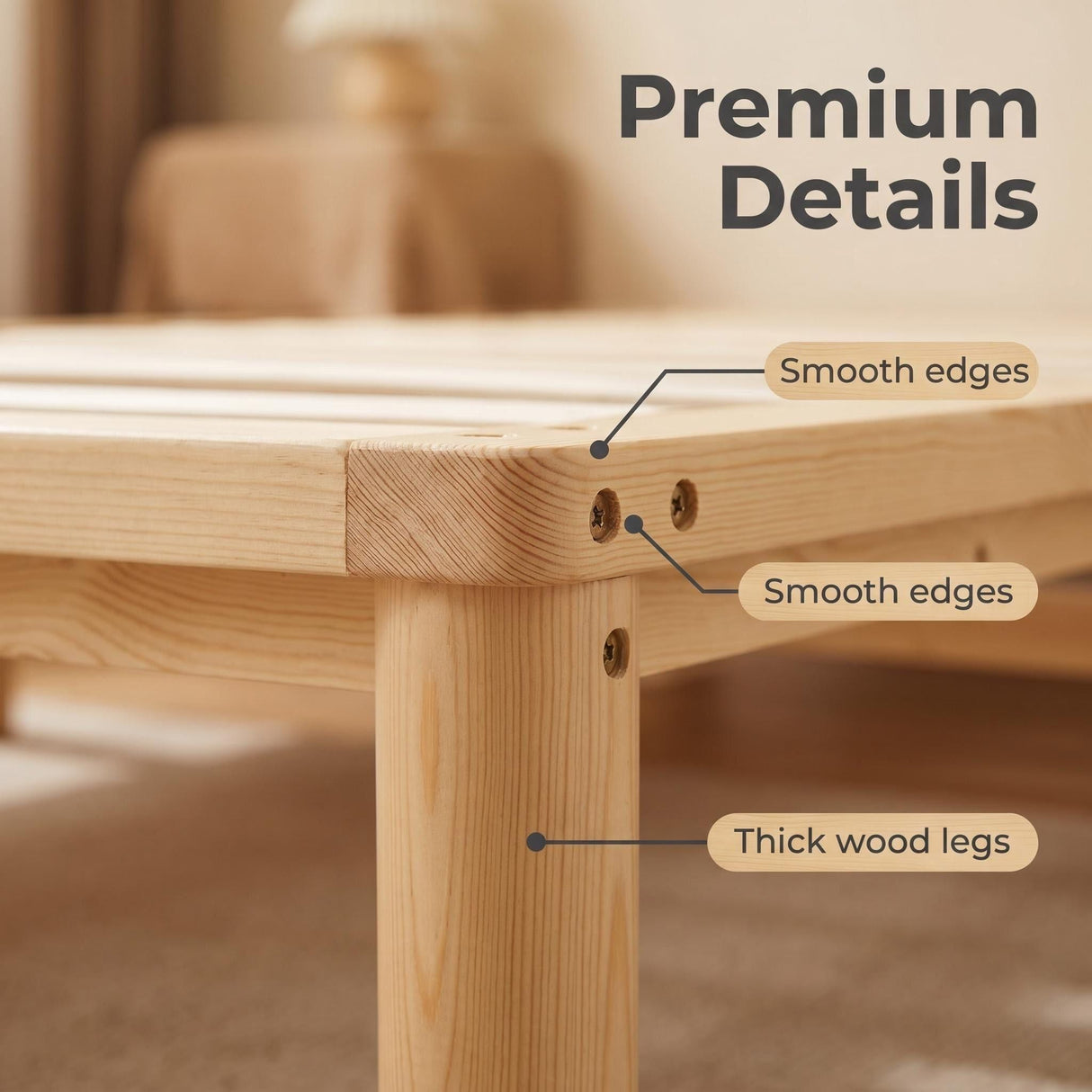 Aura Solid Pine Wood Bed Frame Double