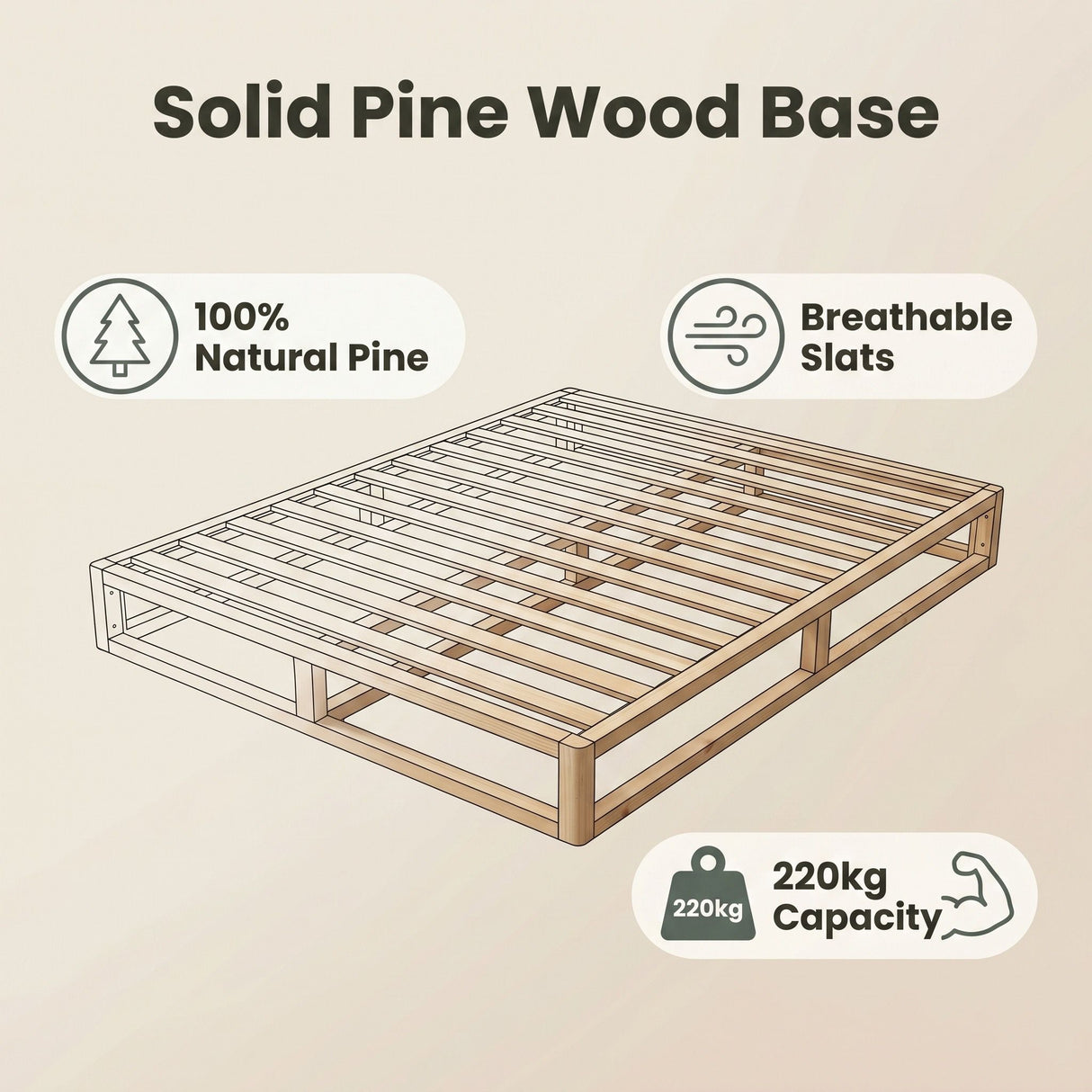Slumber Solid Pine Wood Base Double