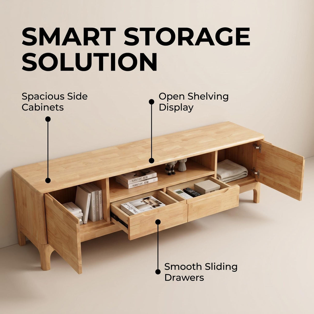 Rydal Solid Rubber Wood Tv Unit