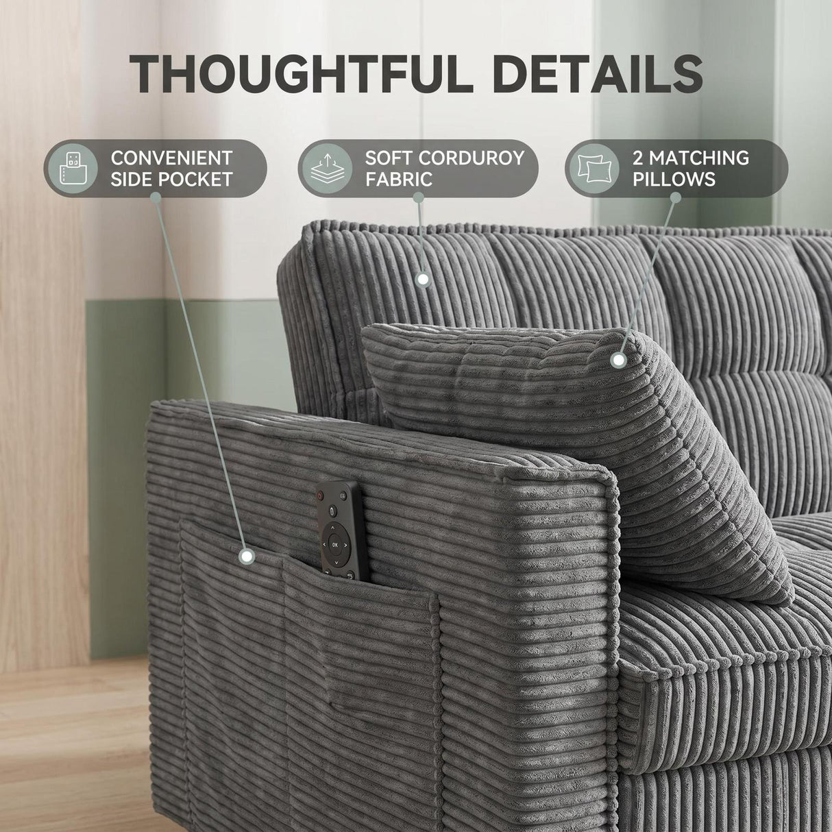 Fushion 2 Seater Sofa Bed Grey