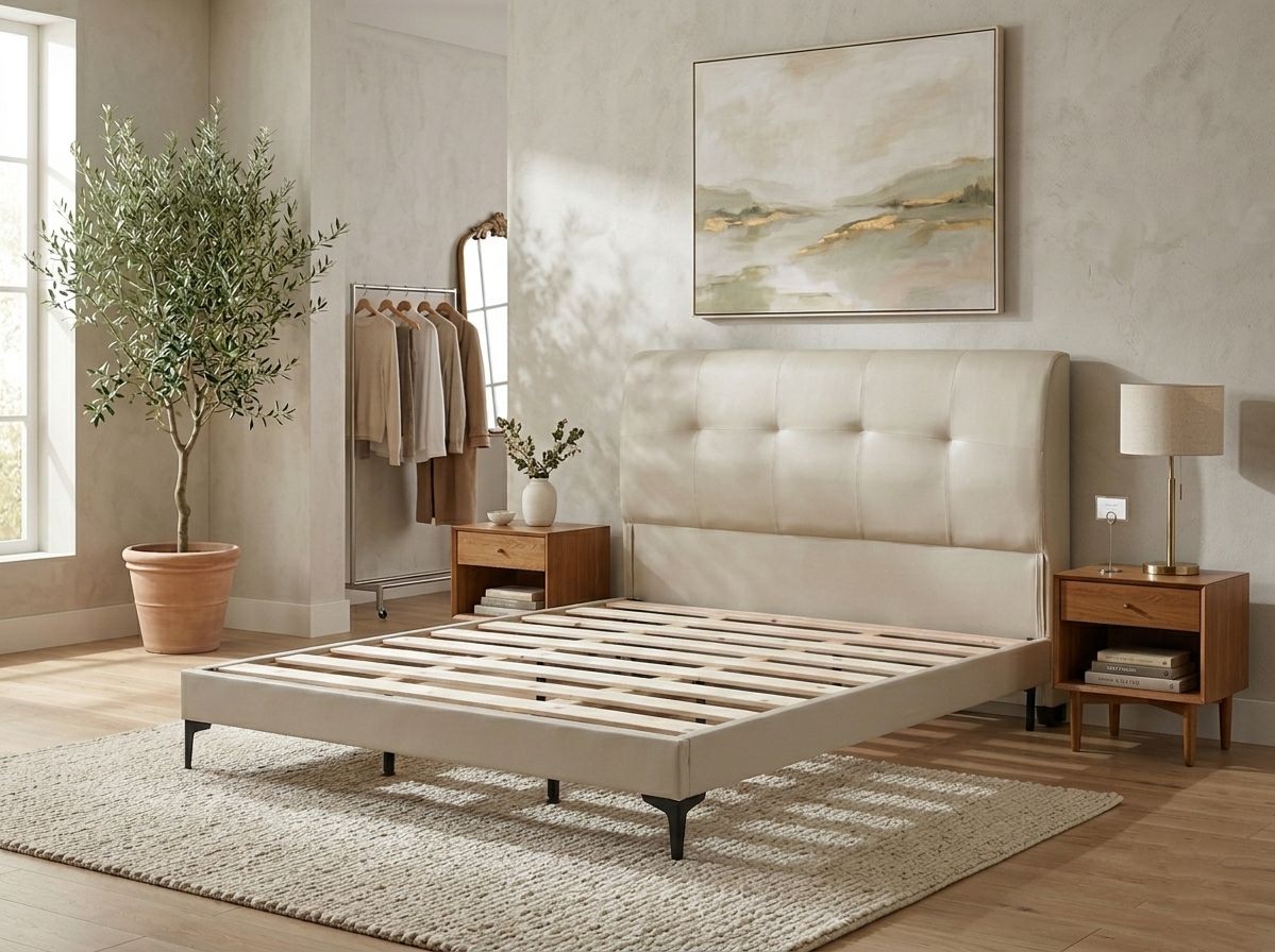 Maroa Leather Bedframe Superking Beige