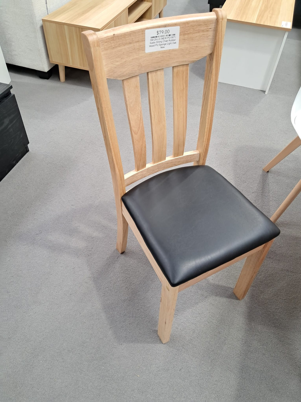 Kaido Dining Chair Rubber Wood PU Sponge Light Oak New