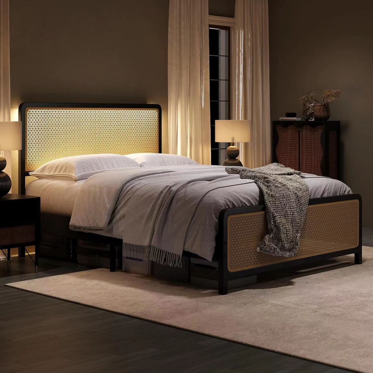 Nelgan Bed Frame with RGB LED Light Black Double