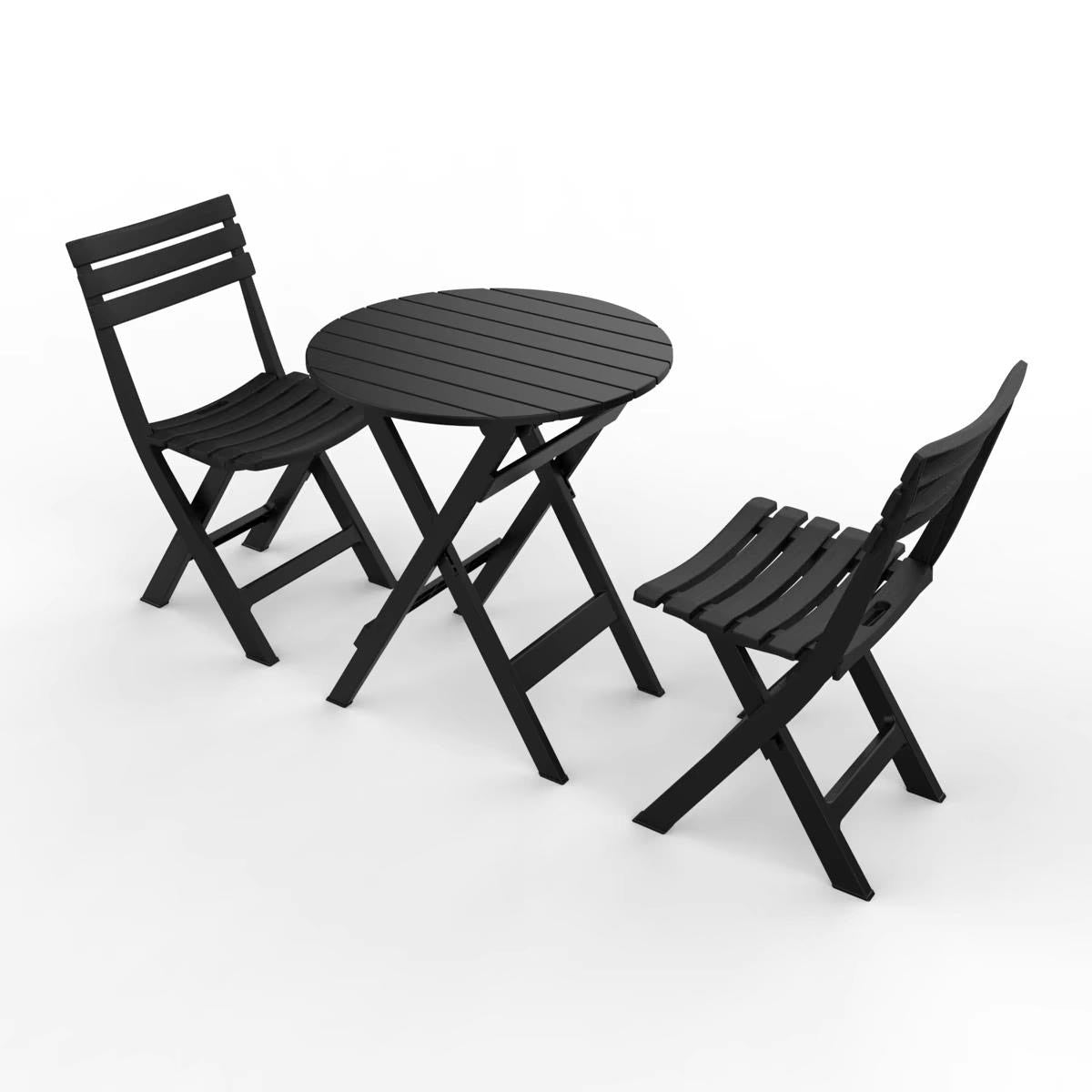 Sabo Outdoor Dining Table and 2 Chairs Set Black