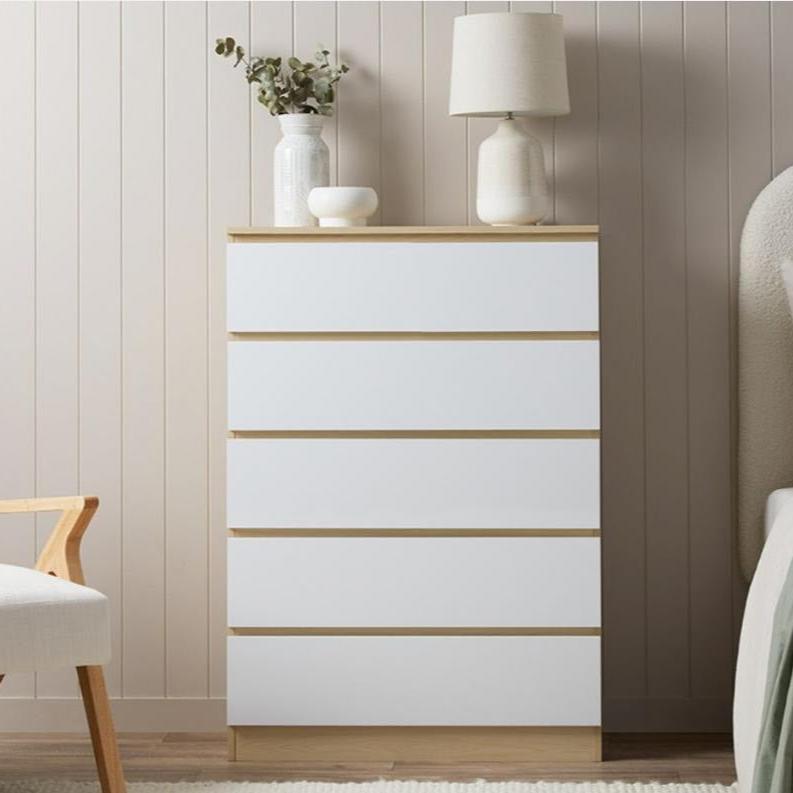 Monaco Set of 5 drawers white + oak