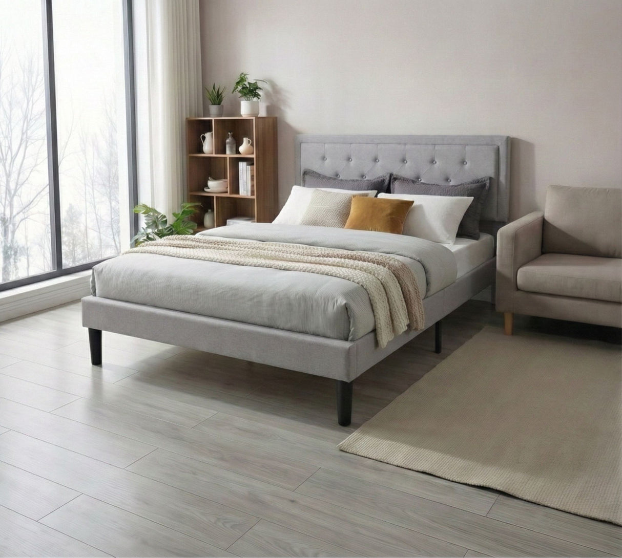 Miro Bed Fram Light Grey Full (Double)