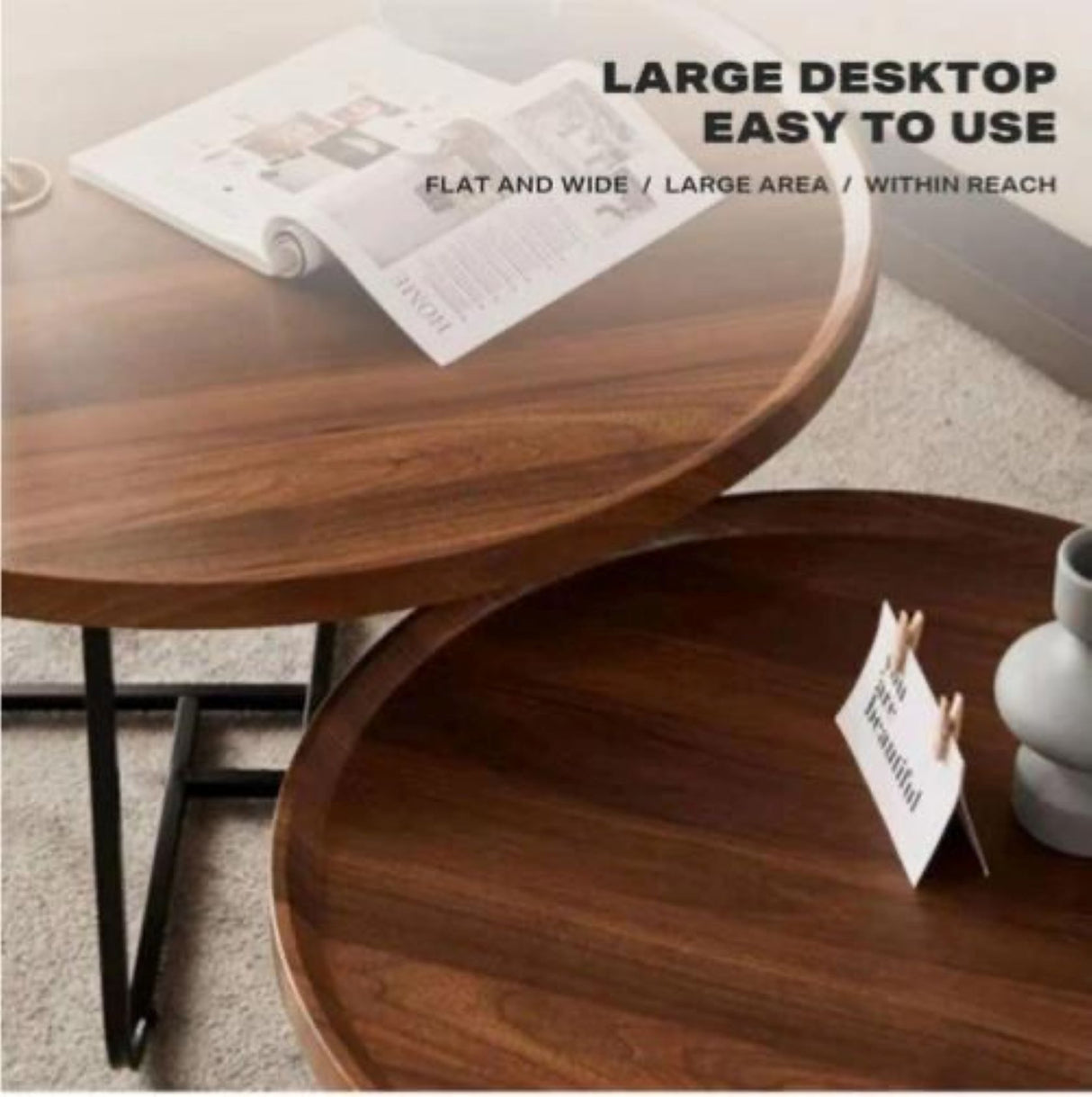 Brian Wooden Nested Round Coffee Table Set