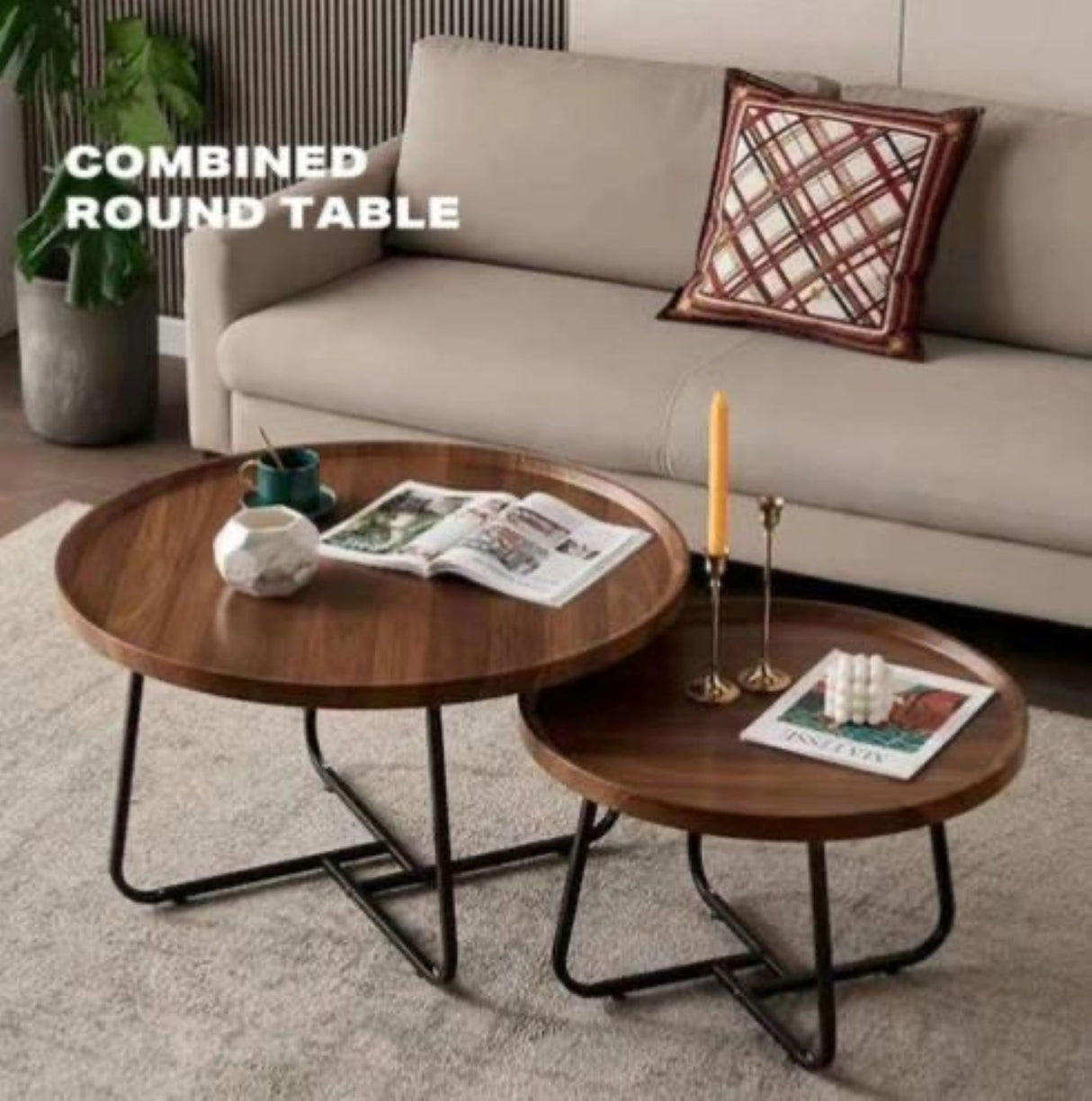 Brian Wooden Nested Round Coffee Table Set