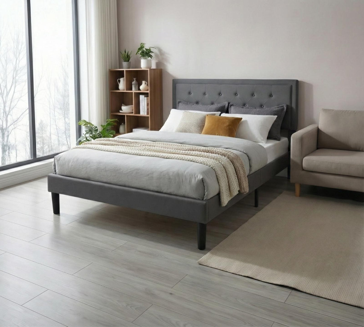 Miro Bed Fram Dark Grey Queen