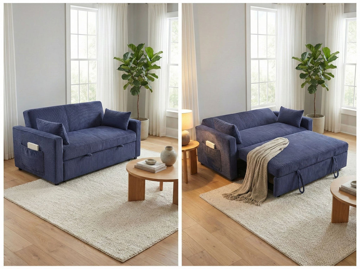 Vessev 2 Seater Sofa Bed Blue