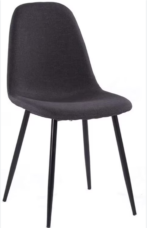 Morrin Dark Grey Fabric Dining Chair with Black Legs