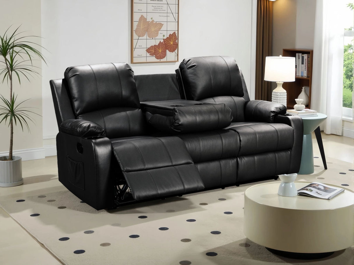 Cyril Recliner 3+2+1 Seater PVC Set Black