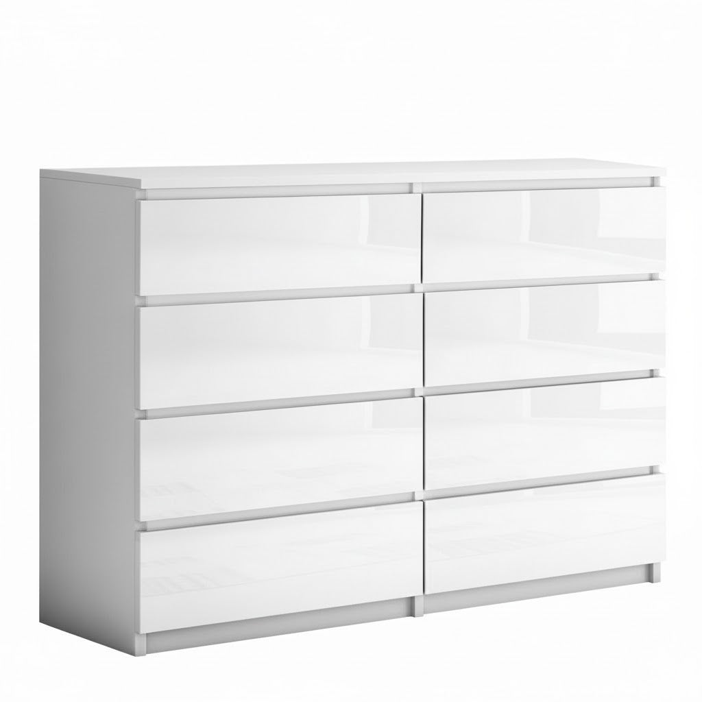 'Monaco' White Chest of 8 drawers