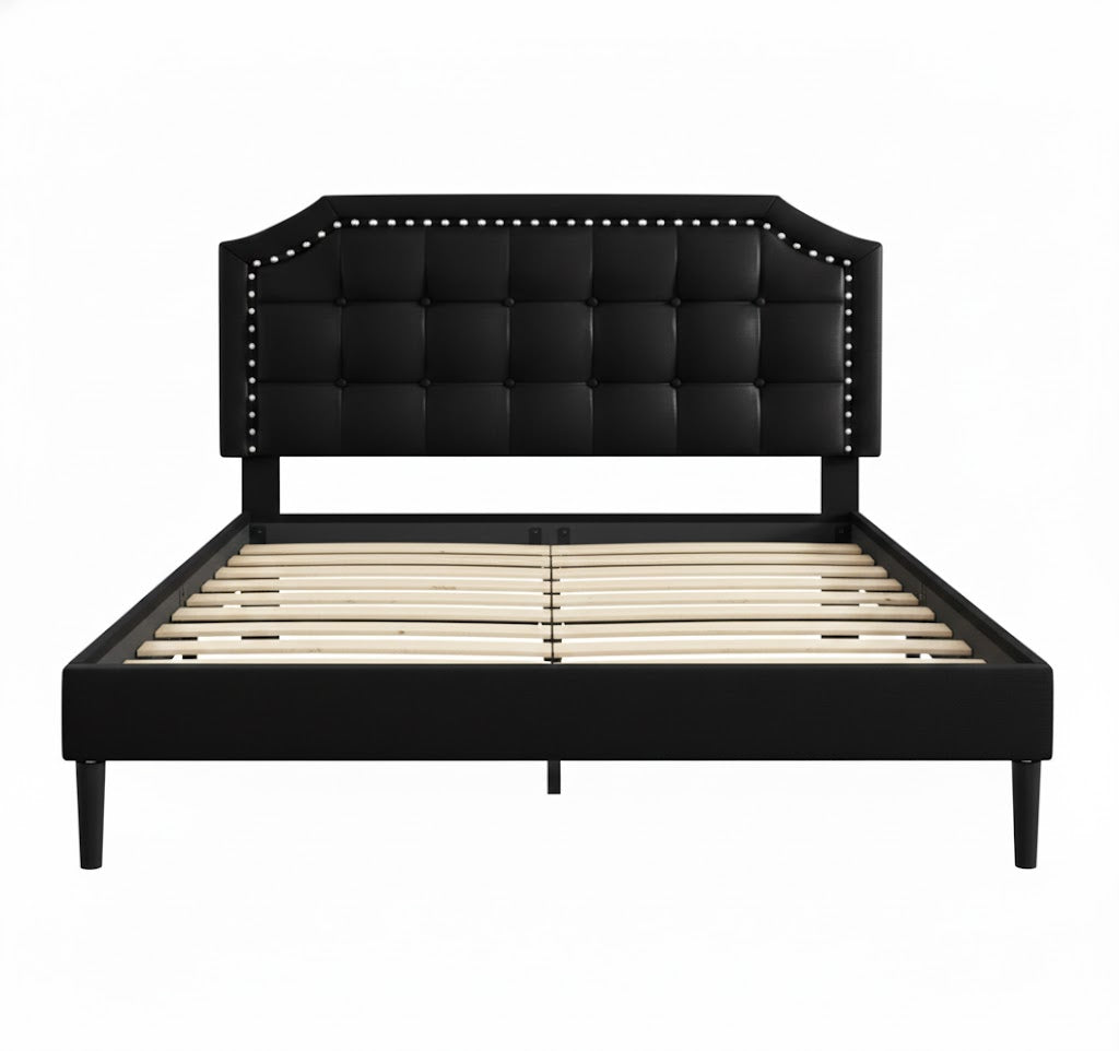 Eltham Bedframe Black PU Queen