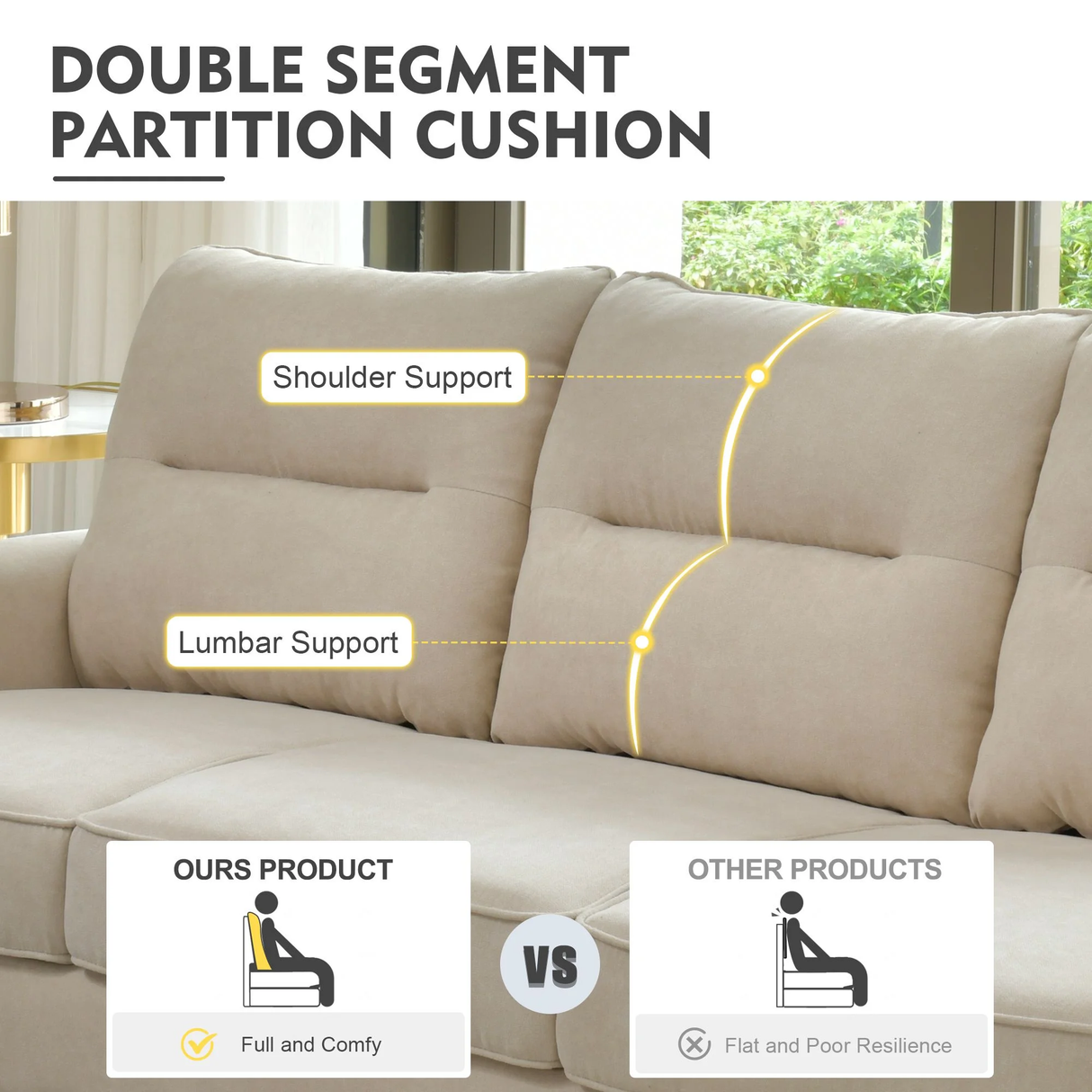 Solar 3 Seater Beige Sofa