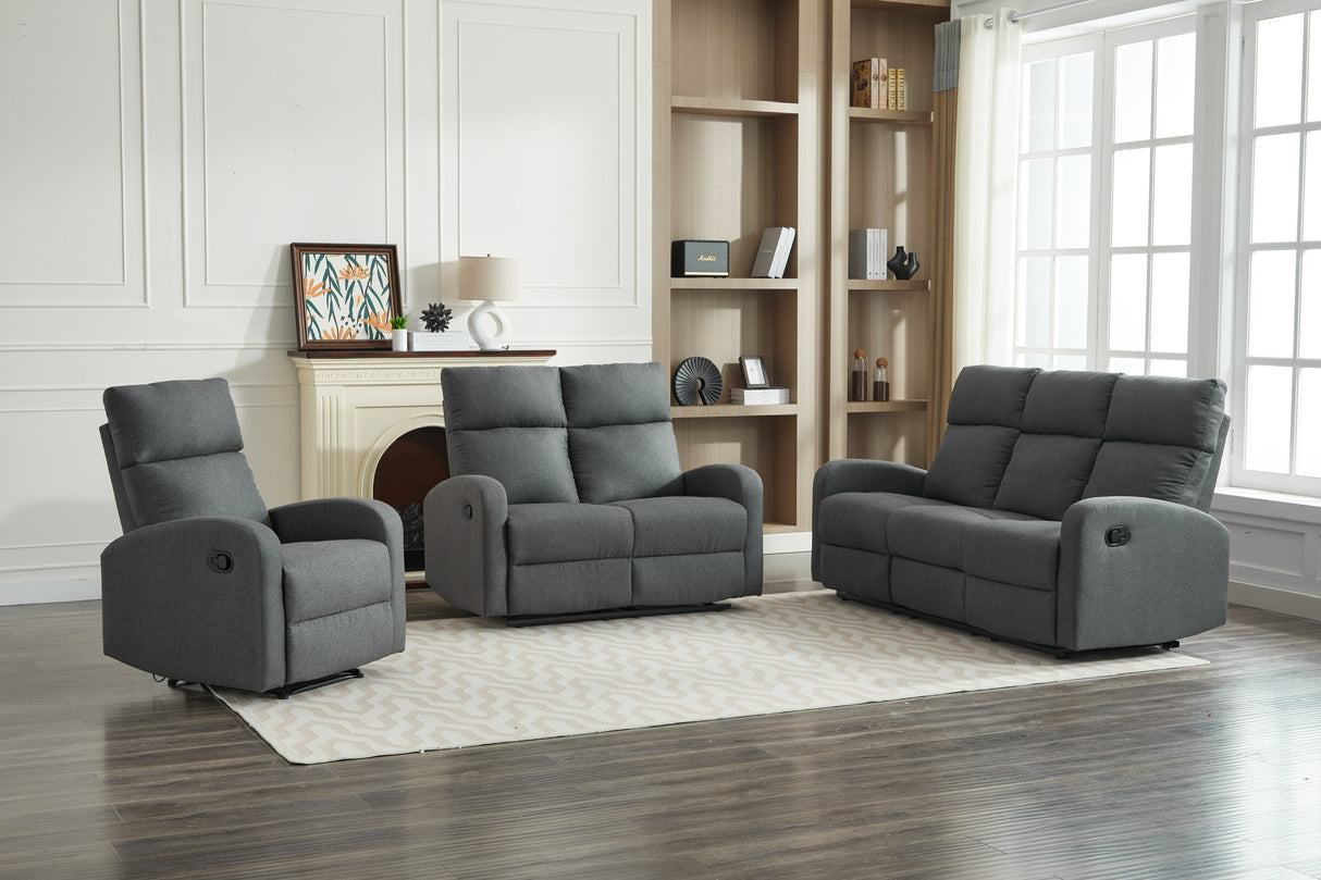SX Dark Grey Polyester Recliner 1+2+3 Seaters Sofa Set