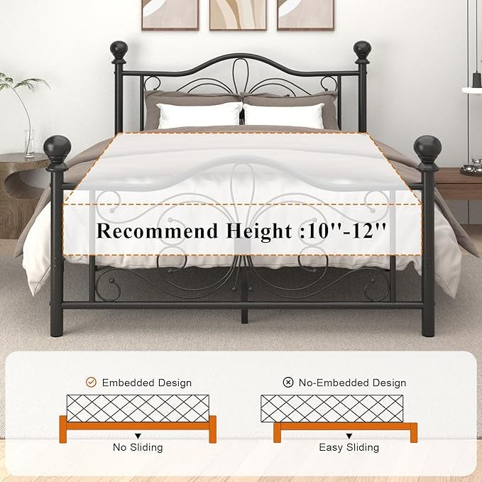 Rainer Metal Black Bedframe Double
