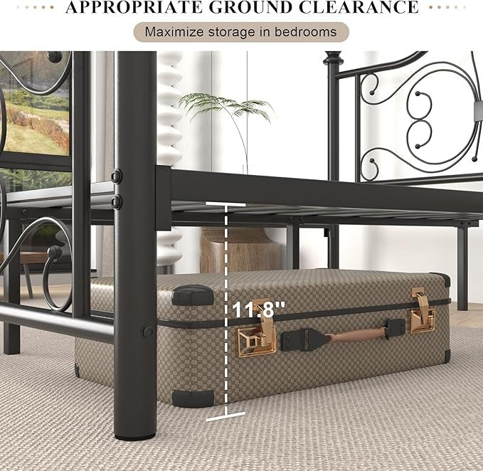 Rainer Metal Black Bedframe Double