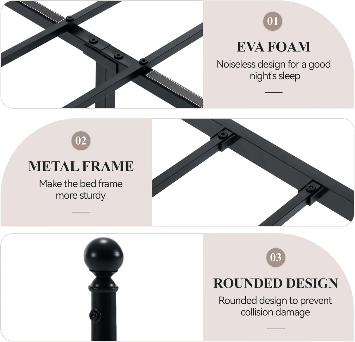 Rainer Metal Black Bedframe Double