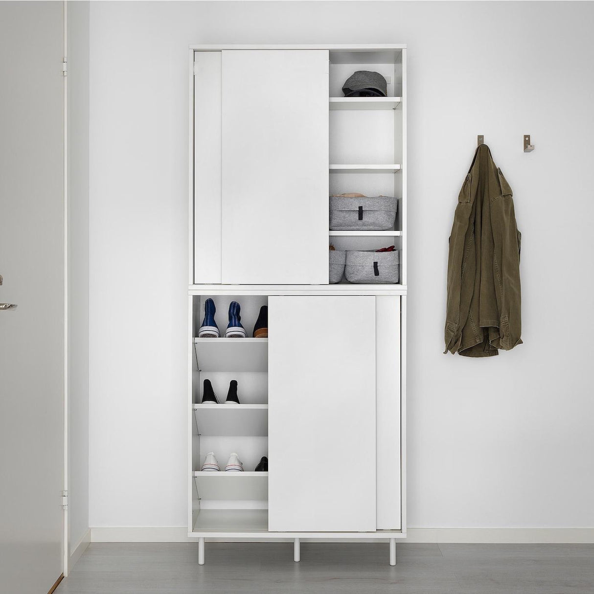 Kerwyn Shoe Cabinet with Sliding Door White