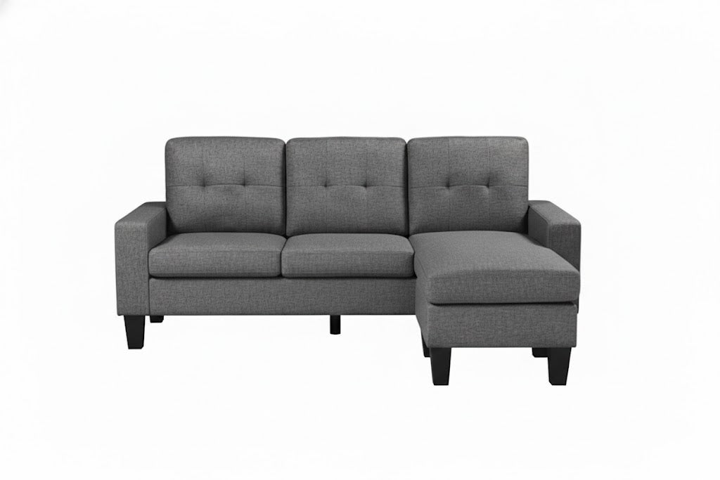 Koa Sectional L Shape Sofa Dark Grey with buttons
