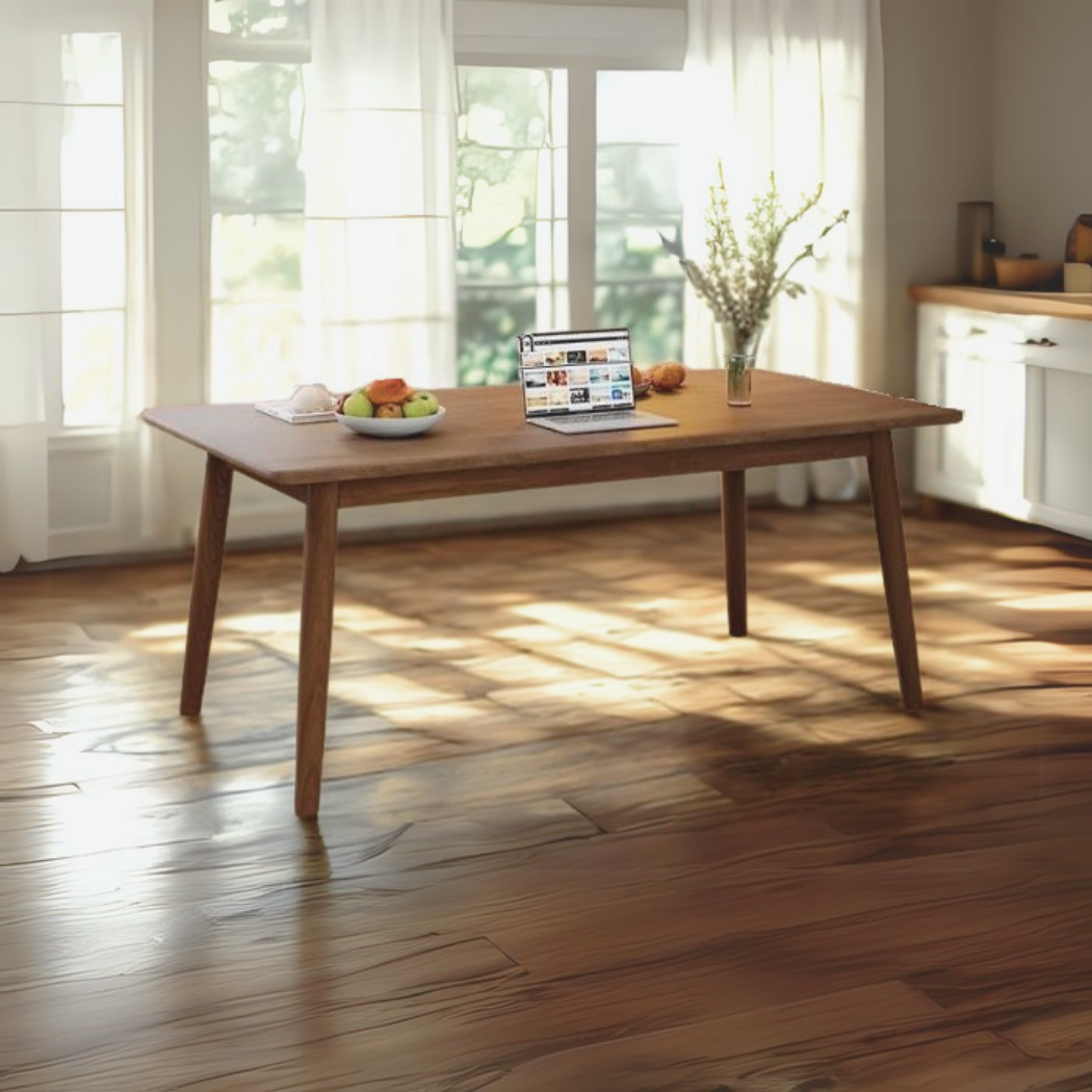 Jinbi Table + Astor Chair*4 Rubber Wood Dining Set Walnut