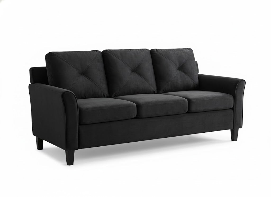 Neeve 3 Seater Sofa Velvet Black
