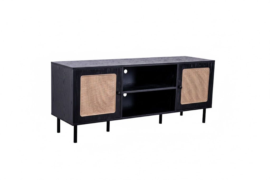 Oslo Entertainment Unit Black with Oak Doors