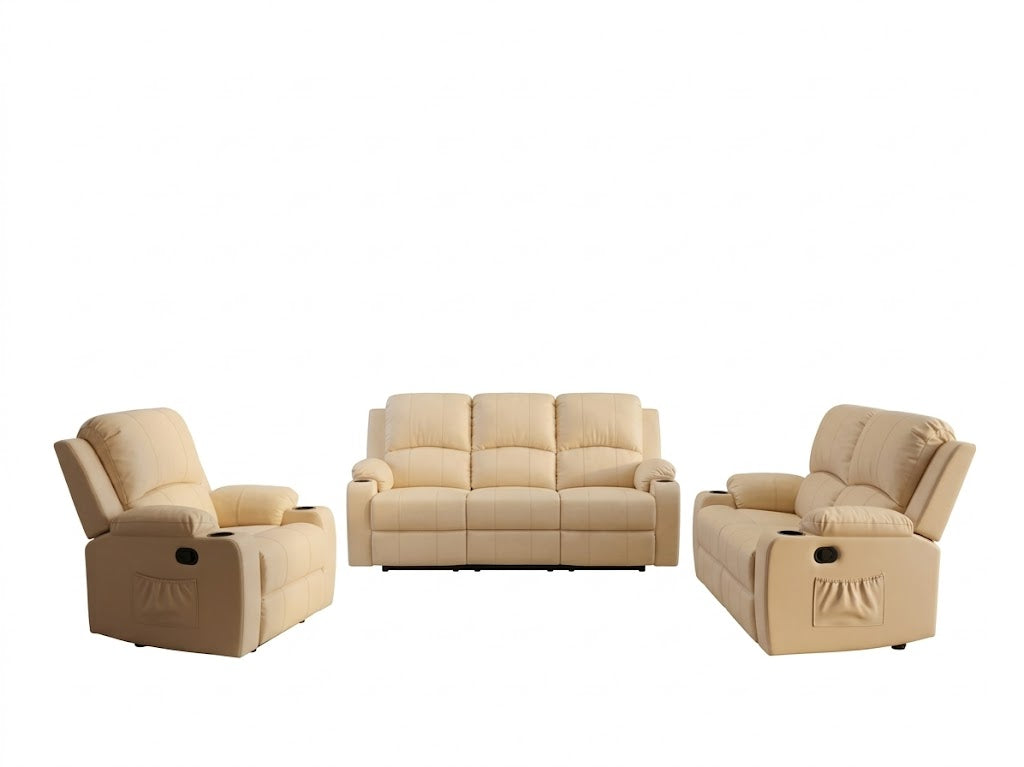 Cyril Recliner 3+2+1 Seater PVC Set Beige