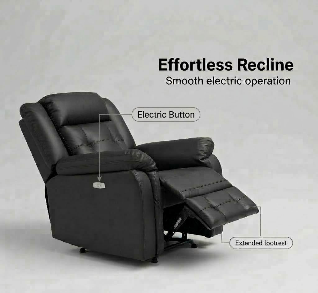 Volt Electric 1 Seater Recliner PVC Black